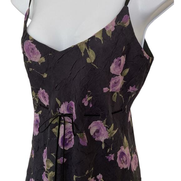 Vintage 90s Y2k Bebe Black Floral Goth Betsey Boho Midi Dress Size S - Picture 3 of 7